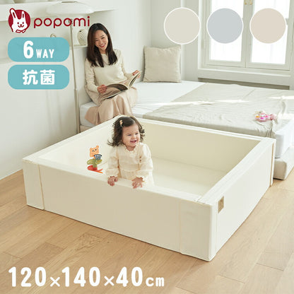 popomi ポポミ サークルマット 6WAY マット プレイヤード ベビーマット 赤ちゃん ベビー 子供 キッズ ベビーゲート 折りたたみ 防水 外寸 幅120cm 奥行140cm 高さ40cm 厚さ4cm Lサイズ(代引不可)