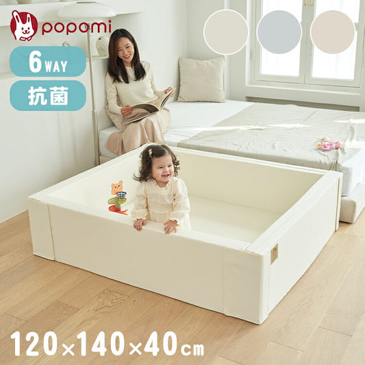 popomi ポポミ サークルマット 6WAY マット プレイヤード ベビーマット 赤ちゃん ベビー 子供 キッズ ベビーゲート 折りたたみ 防水 外寸 幅120cm 奥行140cm 高さ40cm 厚さ4cm Lサイズ(代引不可)
