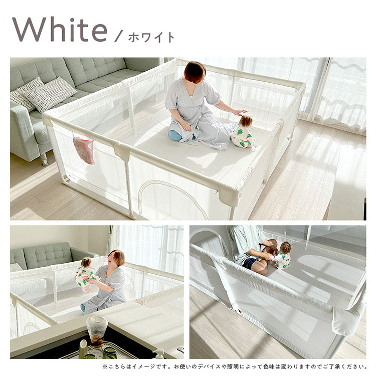 popomi ポポミ メッシュベビーサークル 120×70cm ベビーサークル 赤ちゃん メッシュ 持ち運び コンパクト ホワイト クリーム グレー ベビー 子ども(代引不可)
