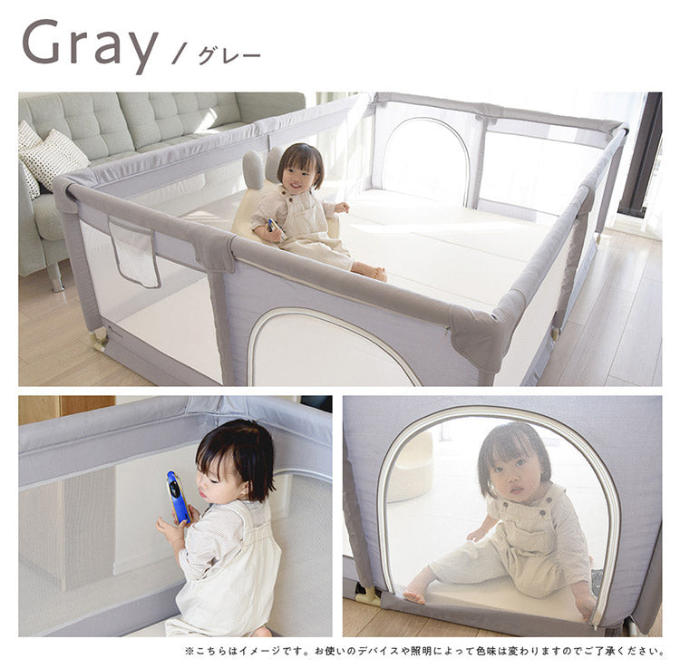 popomi ポポミ メッシュベビーサークル 120×70cm ベビーサークル 赤ちゃん メッシュ 持ち運び コンパクト ホワイト クリーム グレー ベビー 子ども(代引不可)