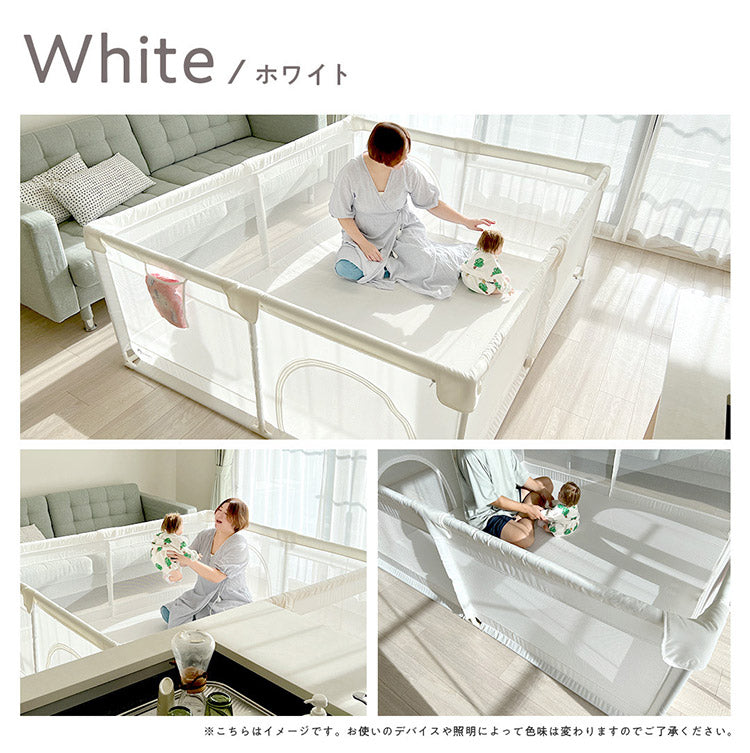 popomi ポポミ メッシュベビーサークル 160×200cm ベビーサークル 赤ちゃん メッシュ 持ち運び コンパクト ホワイト クリーム グレー ベビー 子ども(代引不可)