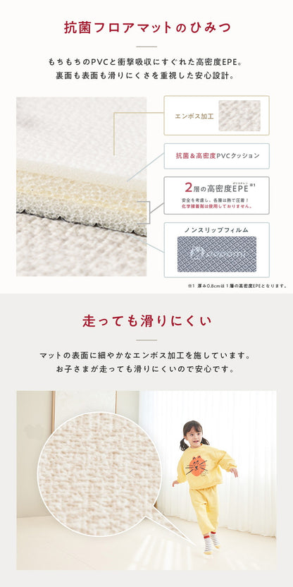 popomi ポポミ プレイマット ロールマット クッションマット フロアマット ジョイントマット ベビー 赤ちゃん PVC シームレス フリーカット 厚手 マット 幅140cm 奥行500cm 厚さ1.5cm(代引不可)