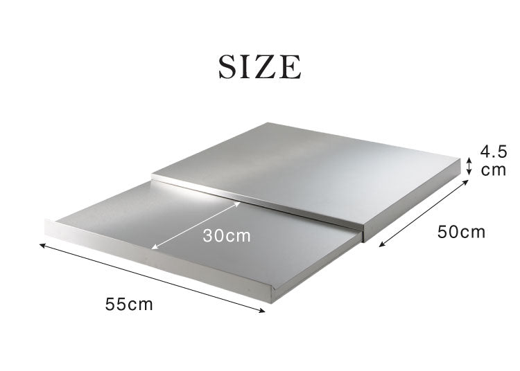 日本製 燕三条 家電下スライドテーブル 幅55×奥行50 置くだけ簡単 スライドトレー ステンレス製 作業スペース レンジ下 トレー 作業台 完成品(代引不可)
