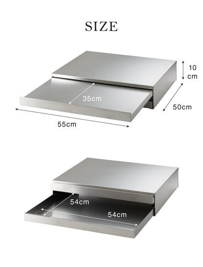 日本製 燕三条 2way 家電下スライドテーブル 幅55×奥行50 引出し収納付き 置くだけ簡単 スライドトレー ステンレス製 作業スペース レンジ下 トレー 作業台 完成品(代引不可)