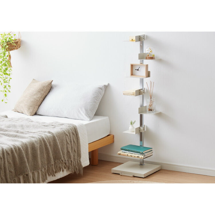 日本製 ブックタワー 8段 アイボリー おしゃれ 隠しキャスター付き 棚