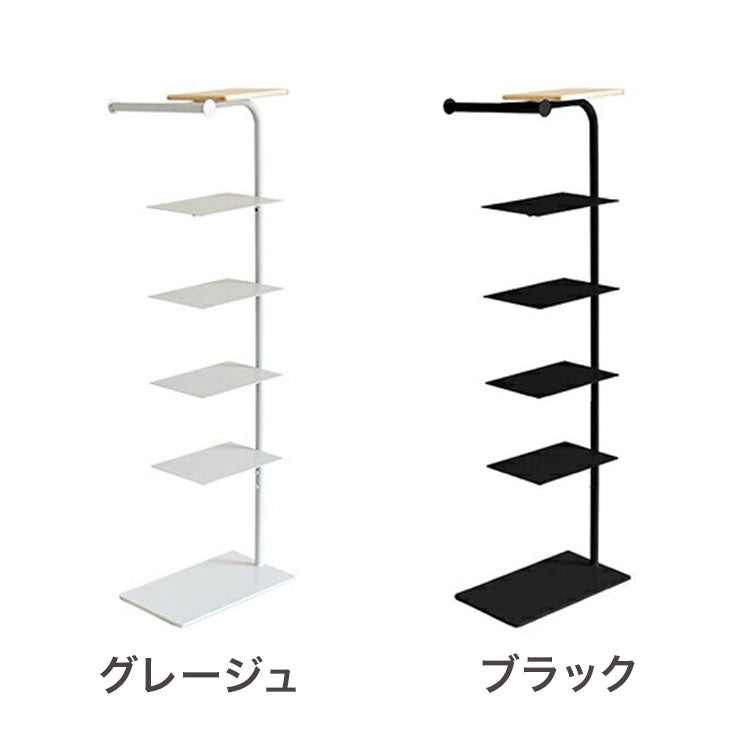 rootis 日本製 シューズラック 5足収納 幅18cm スリム 傘掛け 天板付き 棚付き スチール 天然木 ディスプレイ 靴箱 玄関収納 傘立て おしゃれ(代引不可)
