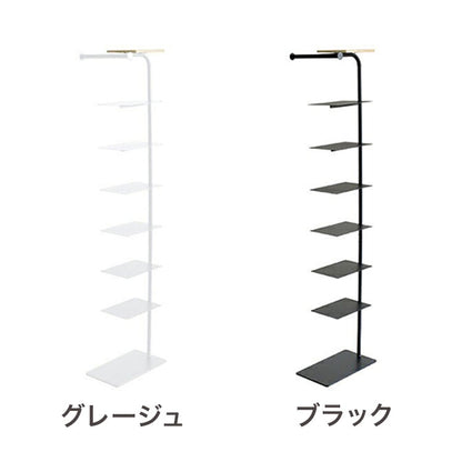 rootis 日本製 シューズラック 7足収納 幅18cm スリム 傘掛け 天板付き 棚付き スチール 天然木 ディスプレイ 靴箱 玄関収納 傘立て おしゃれ(代引不可)