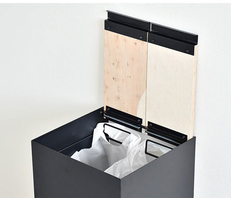 rootis 日本製 隠せるデザインゴミ箱 ダストボックス 15L×2分別 幅30cm 隠しキャスター 天然木 蓋付き スリム ダストボックス ゴミ箱 30リットル 30L おしゃれ(代引不可)