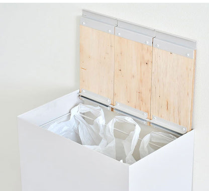 rootis 日本製 隠せるデザインゴミ箱 ダストボックス 15L×3分別 幅45cm 隠しキャスター 天然木 蓋付き スリム ダストボックス ゴミ箱 45リットル 45L おしゃれ(代引不可)