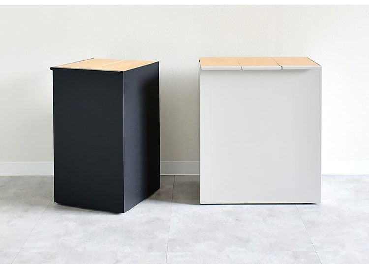 rootis 日本製 隠せるデザインゴミ箱 ダストボックス 15L×3分別 幅45cm 隠しキャスター 天然木 蓋付き スリム ダストボックス ゴミ箱 45リットル 45L おしゃれ(代引不可)
