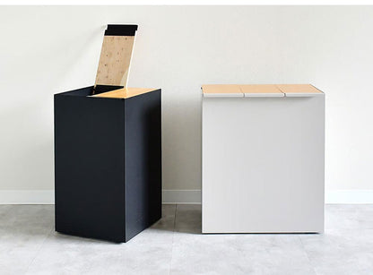 rootis 日本製 隠せるデザインゴミ箱 ダストボックス 15L×3分別 幅45cm 隠しキャスター 天然木 蓋付き スリム ダストボックス ゴミ箱 45リットル 45L おしゃれ(代引不可)