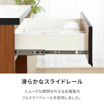 キッチンカウンター 120 完成品 FRON120 引き出し収納 ダストボックス収納 モイス加工 ごみ箱 間仕切り 背面化粧 奥行45 高さ93 フルオープンレール ポリエステル化粧板(代引不可)