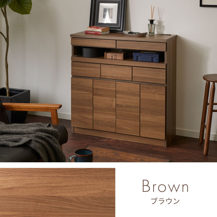 日本製 完成品】北欧 木製 キャビネット 幅90 収納棚 扉付き 国産