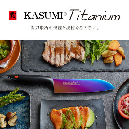 スミカマ 日本製 霞 KASUMI チタニウム 包丁セット 三徳包丁 ペティナイフ シャープナー 3点セット 三徳18cm ペティ12cm 砥石 青い包丁 関の刃物 職人仕上げ 刃物のまち 岐阜県関市 SUMIKAMA