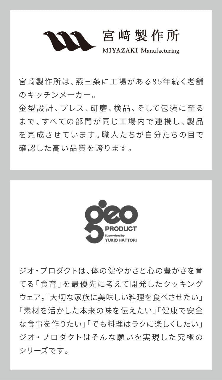 ジオ・プロダクト 日本製 片手鍋 14cm GEO-14N ガス火・IH対応 オーブン可 GEO ジオ 服部幸應先生 国産 宮崎製作所 Miyaco ジオプロダクト