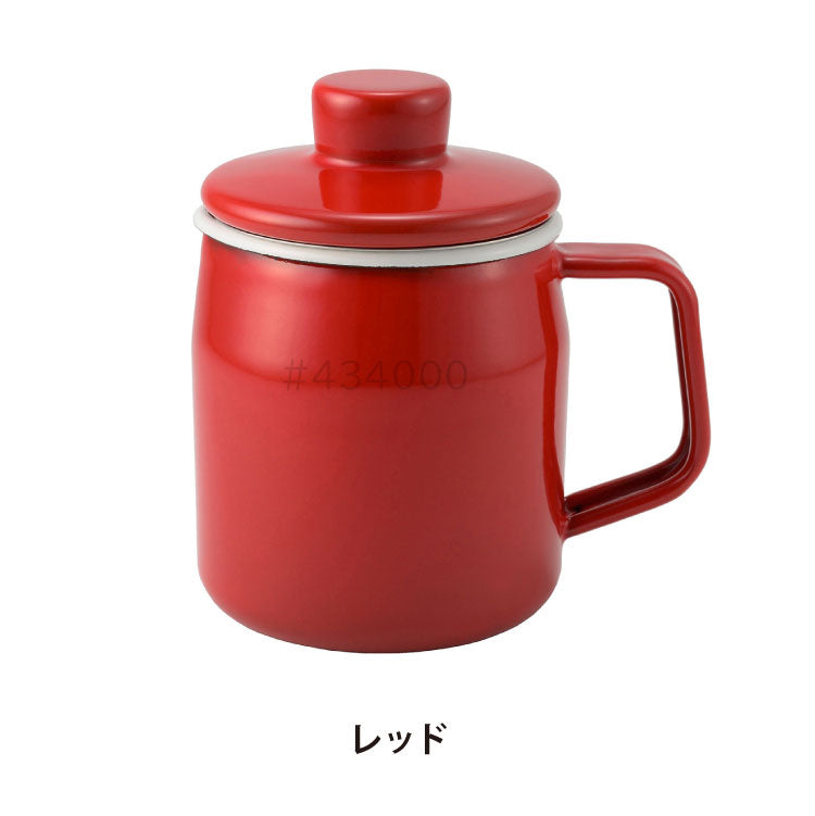 富士ホーロー フィルト ミニオイルポット 350ml 揚げ焼き用 注ぎ口付き 油こし器 フィルター 小さなオイルポット 0.35L スリム 油入れ 油ポット 琺瑯 ほうろう ホーロー FUJIHORO Filto OP-0.35L