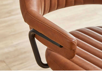 カウンターチェア 背もたれ 肘付き バーチェア 昇降式 回転 ハイチェア カウンター ハイスツール ヴィンテージ風 クリーム ライトブラウン(代引不可)