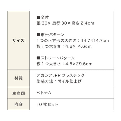 ウッドパネル 10枚セット ガーデンパネル ウッドデッキ パネル 30cm×30cm 天然木 ジョイント ウッドタイル ガーデニング ベランダ バルコニー DIY 簡単設置 幅30 タイル ジョイントマット 庭(代引不可)