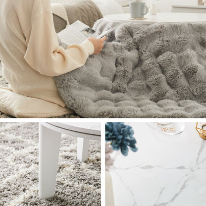 こたつテーブル もこもこ布団 2点セット 円形 大理石調 幅68 丸 こたつ コタツ 炬燵 北欧 白 ホワイト センターテーブル ローテーブル 机 可愛い かわいい おしゃれ 韓国インテリア モノトーン(代引不可)