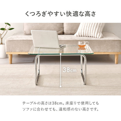 ガラステーブル スクエア 70cm ミッドセンチュリー おしゃれ センターテーブル ローテーブル ガラス シルバー シンプル モダン 北欧 韓国インテリア おしゃれ(代引不可)