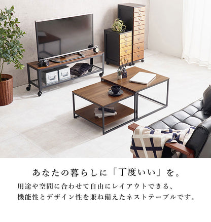 ネストテーブル 2サイズセット 選べる天板 木目調 セラミック調 ローテーブル センターテーブル ソファテーブル 机 テーブル ネスト 棚付き 北欧 おしゃれ(代引不可)