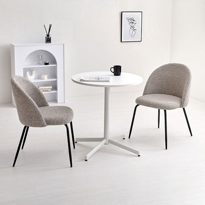 カフェテーブル&チェア 3点セット ブークレ生地 スチール脚 デザインチェア テーブル+ダイニングチェア2脚 おしゃれ 北欧 モダン 椅子 イス チェア 可愛い かわいい(代引不可)