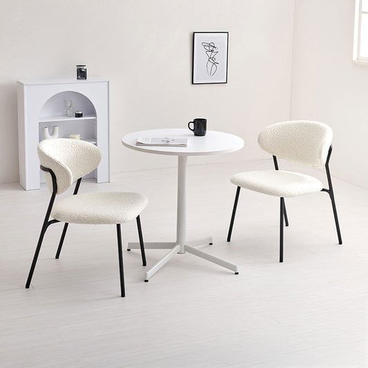 カフェテーブル&チェア 3点セット ブークレ生地 スチール脚 デザインチェア テーブル+ダイニングチェア2脚 おしゃれ 北欧 モダン 椅子 イス チェア 可愛い かわいい(代引不可)