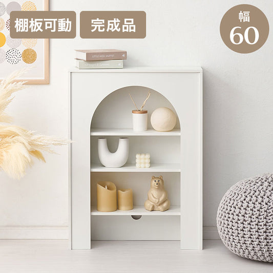 マントルピース 収納ラック 完成品 幅60cm 大人可愛い ホワイト 白 おしゃれ 可動棚 コード穴付き 奥行スリム 20cm ディスプレイ 棚 ラック 収納(代引不可)