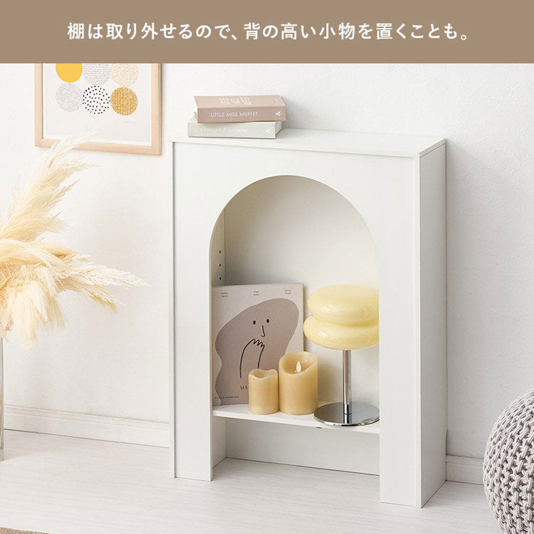 マントルピース 収納ラック 完成品 幅60cm 大人可愛い ホワイト 白 おしゃれ 可動棚 コード穴付き 奥行スリム 20cm ディスプレイ 棚 ラック 収納(代引不可)