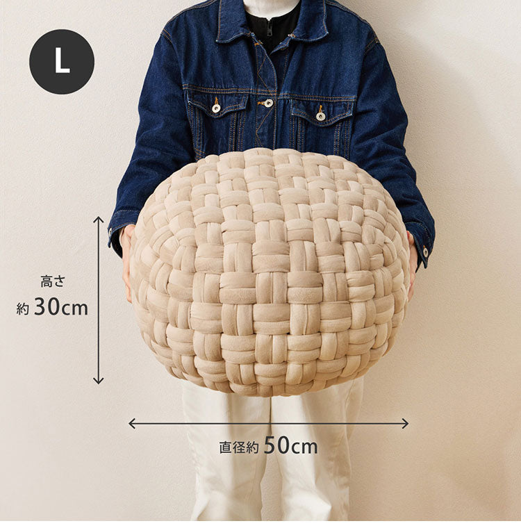 ベルベット調 プフ クッションスツール Lサイズ 直径50cm おしゃれ 可愛い かわいい オットマン サイドテーブル ベージュ グレー(代引不可)