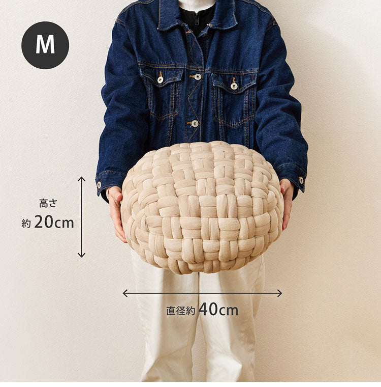 ベルベット調 プフ クッションスツール Mサイズ 直径40cm おしゃれ 可愛い かわいい オットマン サイドテーブル ベージュ グレー(代引不可)