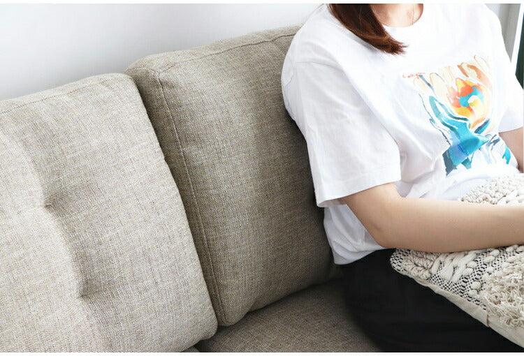 ソファ 2.5人掛け 肘掛け付き 木目 スチール脚 リビングソファ