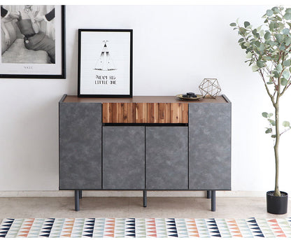 キャビネット 幅120cm 日本製 完成品 サイドボード チェスト リビングボード 脚付き コンクリート調 引き出し収納 コード穴 モダン おしゃれ 木製 アカシア材 リビング(代引不可)