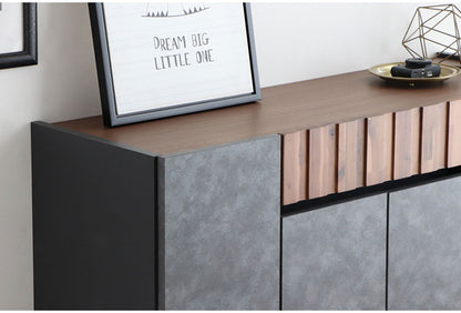 キャビネット 幅120cm 日本製 完成品 サイドボード チェスト リビングボード 脚付き コンクリート調 引き出し収納 コード穴 モダン おしゃれ 木製 アカシア材 リビング(代引不可)