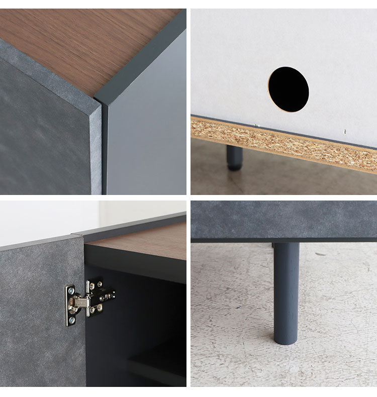 キャビネット 幅120cm 日本製 完成品 サイドボード チェスト リビングボード 脚付き コンクリート調 引き出し収納 コード穴 モダン おしゃれ 木製 アカシア材 リビング(代引不可)