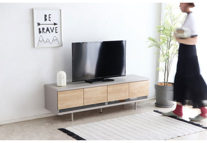 テレビ台 幅150 ローボード 日本製 リビングボード ガラス 扉 可動棚 コード穴 収納 TV台 AV収納 キャビネット 北欧 ナチュラル おしゃれ 新生活(代引不可)