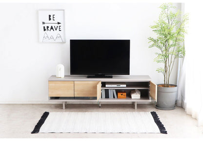 テレビ台 幅150 ローボード 日本製 リビングボード ガラス 扉 可動棚 コード穴 収納 TV台 AV収納 キャビネット 北欧 ナチュラル おしゃれ 新生活(代引不可)