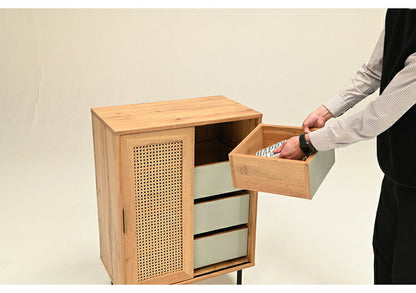 ラタン チェスト 幅45cm 天然ラタン 収納 引き出し ほぼ完成品 スチール脚 カゴメ編み おしゃれ 韓国インテリア リビング ダイニング 棚 木製 ラック コンパクト シンプル 北欧(代引不可)