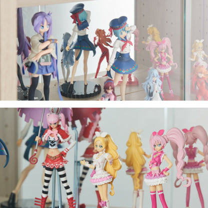 3cmピッチ 112段階調整できる 日本製 コレクションラック 背面ガラス 完成品 高さ 155cm コレクションケース 【段差式】奥行 30cm 強化ガラス(代引不可)