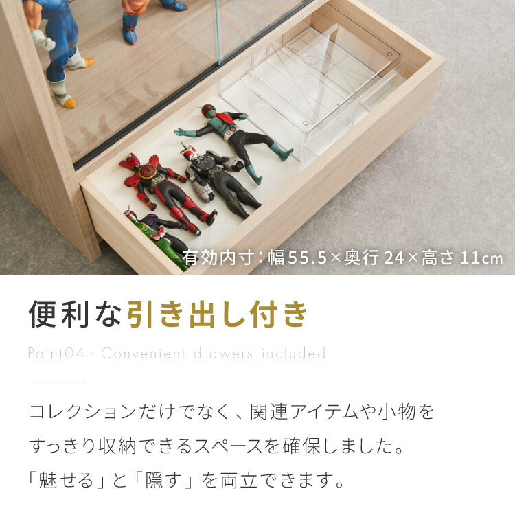 3cmピッチ 112段階調整できる 日本製 コレクションラック 背面ガラス 完成品 高さ 155cm コレクションケース 【段差式】奥行 30cm 強化ガラス(代引不可)