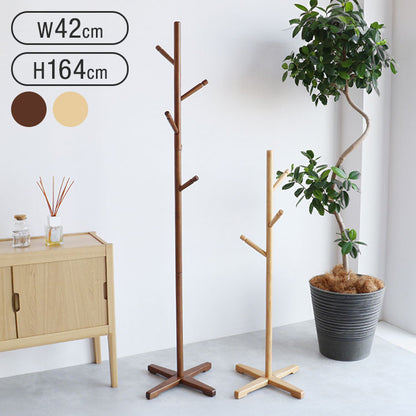 ポールハンガー 幅42 奥行42 高さ164 ハンガースタンド コート掛け 衣類収納 帽子掛け バッグ掛け スリム収納 玄関収納 シンプル家具 木製ハンガー(代引不可)