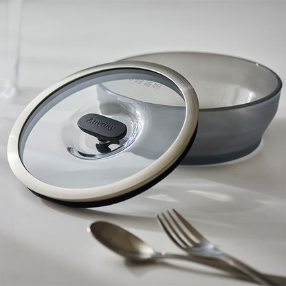 MEYER マイヤー Anyday 浅型ディッシュ 18cm 1.2L 電子レンジ対応 調理器 食洗機対応 耐熱ガラス ブラック エニディ ANY-SD18BK 電子レンジ用調理器具 レンジ用調理器 電子レンジ用蒸し器 1~2人分