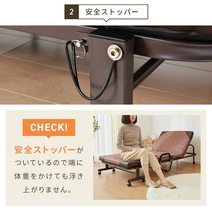 折りたたみベッド シングル キャスター付き マットレス キャスター 手すり 移動 PVCガード