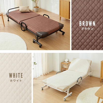 折りたたみベッド シングル キャスター付き マットレス キャスター 手すり 移動 PVCガード