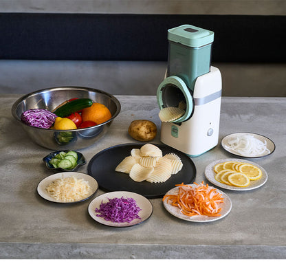 T-PROFESSIONAL 電動スライサー ザ・パーフェクトオートスライサー 多機能 マルチ 野菜 スライサー 千切り 電動 玉ねぎ じゃがいも 大根 スライサー セット 5種類の刃 安全装置搭載(代引不可)