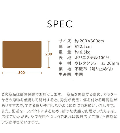 防音ラグ 高反発ラグ 極厚25mm 200×300 フランネル 撥水 防音 滑り止め付 マイクロファイバー オールシーズン ラグ ラグマット 長方形 マット カーペット ラグカーペット