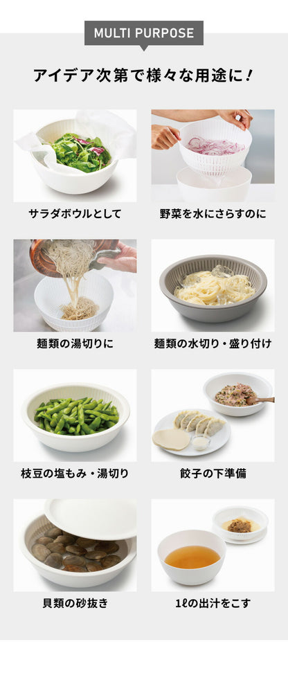 【新色追加！】like-it 米とぎ ザル ボウル プレート 6点セット 食洗機対応 耐熱 レンジ対応 樹脂 米とぎざる ボール 深型 浅型 水切り 調理器具 耐熱容器 日本製 キッチン ライクイット LBK-10(代引不可)