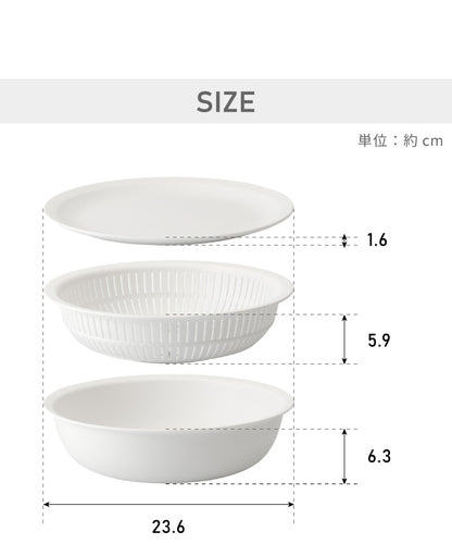 【新色追加！】like-it 米とぎ ザル ボウル プレート 6点セット 食洗機対応 耐熱 レンジ対応 樹脂 米とぎざる ボール 深型 浅型 水切り 調理器具 耐熱容器 日本製 キッチン ライクイット LBK-10(代引不可)