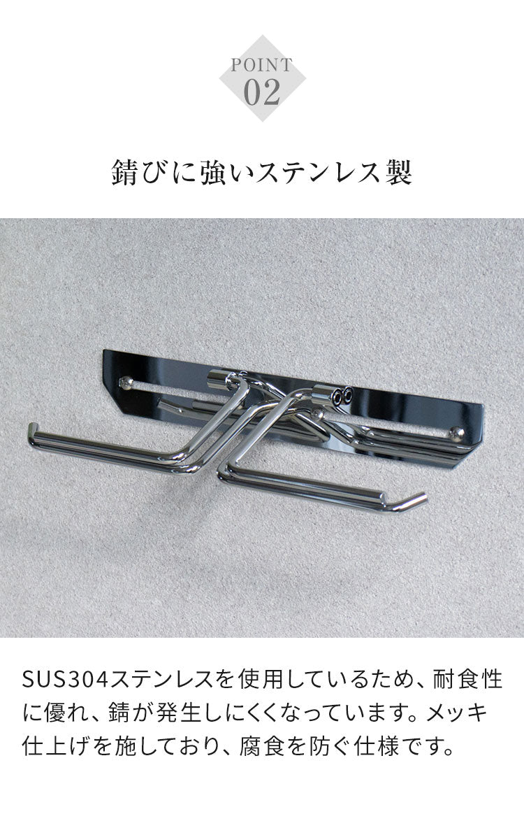 トイレットペーパーホルダー ステンレス ダブル Thea シア シンプルデザイン スタイリッシュ 無機質 シルバー 店舗用 家庭用 店 ショッピングモール デパート オフィス ホテル コテージ 宿泊施設(代引不可)