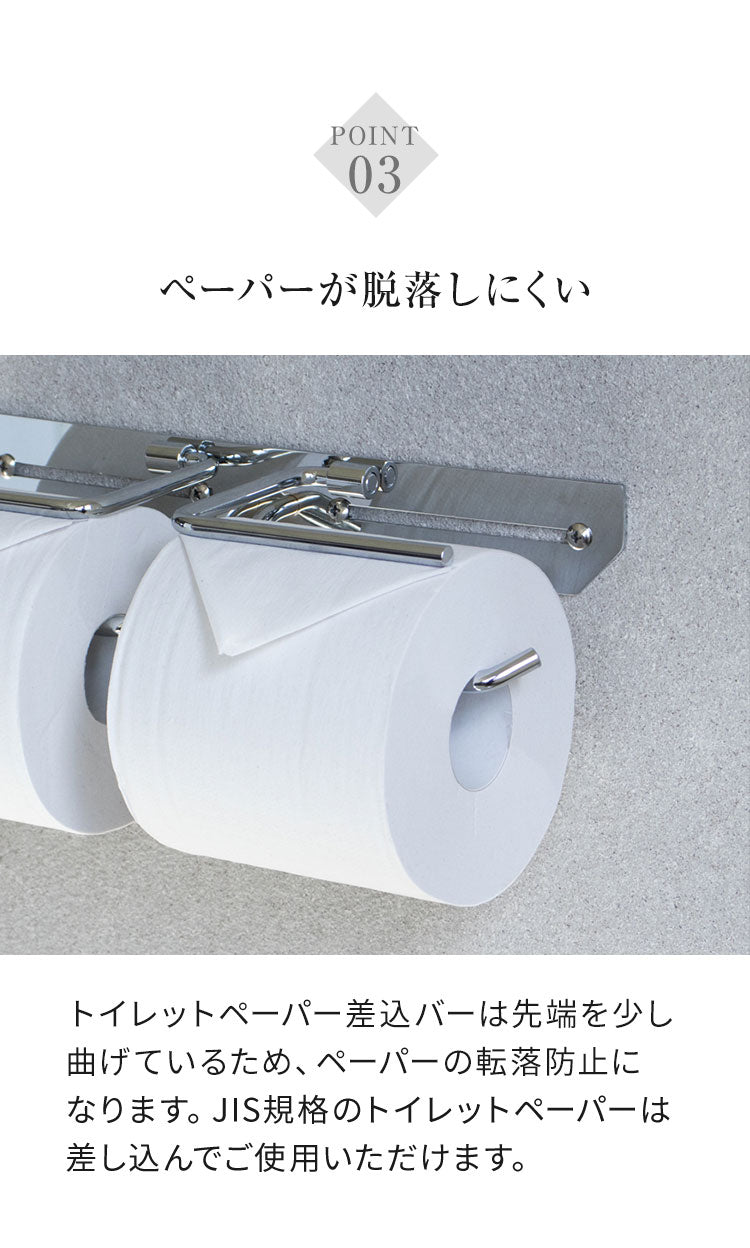 トイレットペーパーホルダー ステンレス ダブル Thea シア シンプルデザイン スタイリッシュ 無機質 シルバー 店舗用 家庭用 店 ショッピングモール デパート オフィス ホテル コテージ 宿泊施設(代引不可)